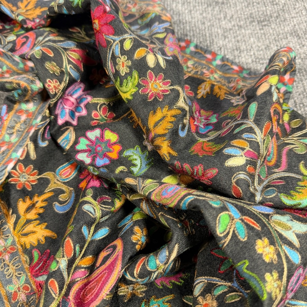 Pashmina Kashmiri Aari Hand Embroidered Kalamkari Fine Wool Shawl Stole 80"x30" - Picture 3 of 11
